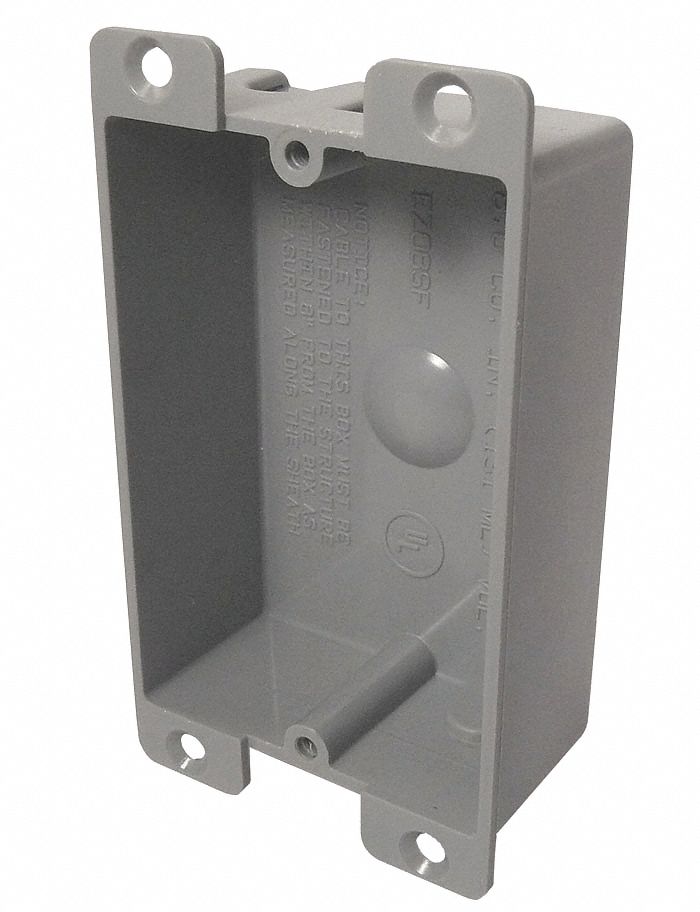 Square  PVC  1 gang Outlet Box  Gray Cantex  3/8 in 