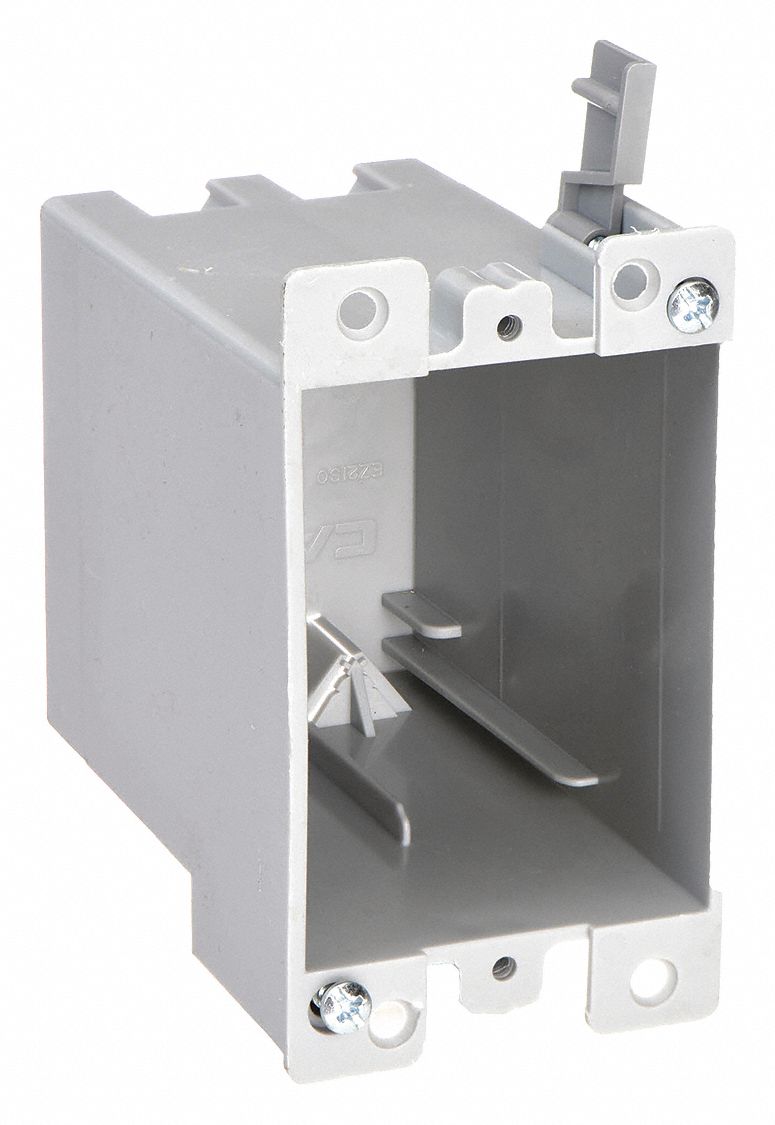 Electrical Box: PVC, Nonmetallic Material & Nominal Size, Rectangular, 1 Gangs, Flush