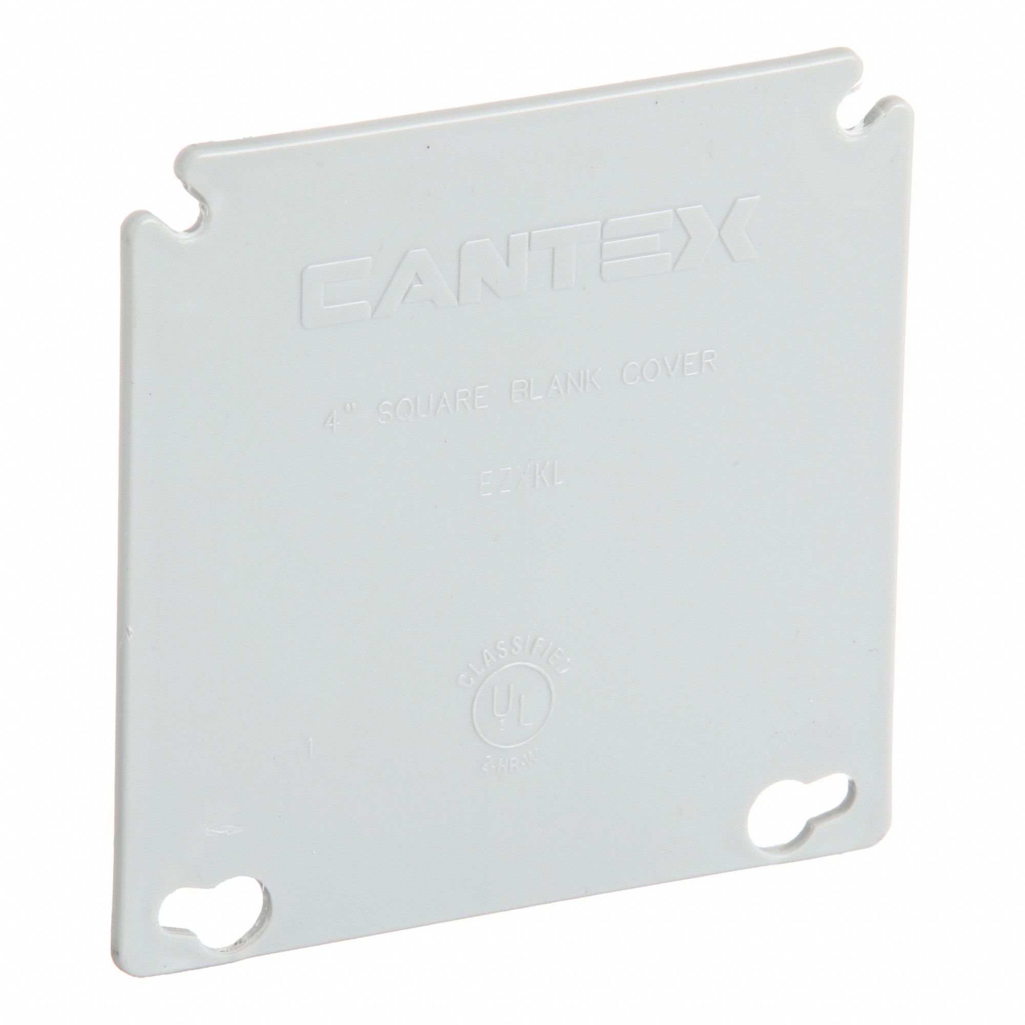 Plastic Ring Cover: Blank, PVC, 4 in Overall Lg, 4 in Overall Wd, 0.1 in Overall Dp