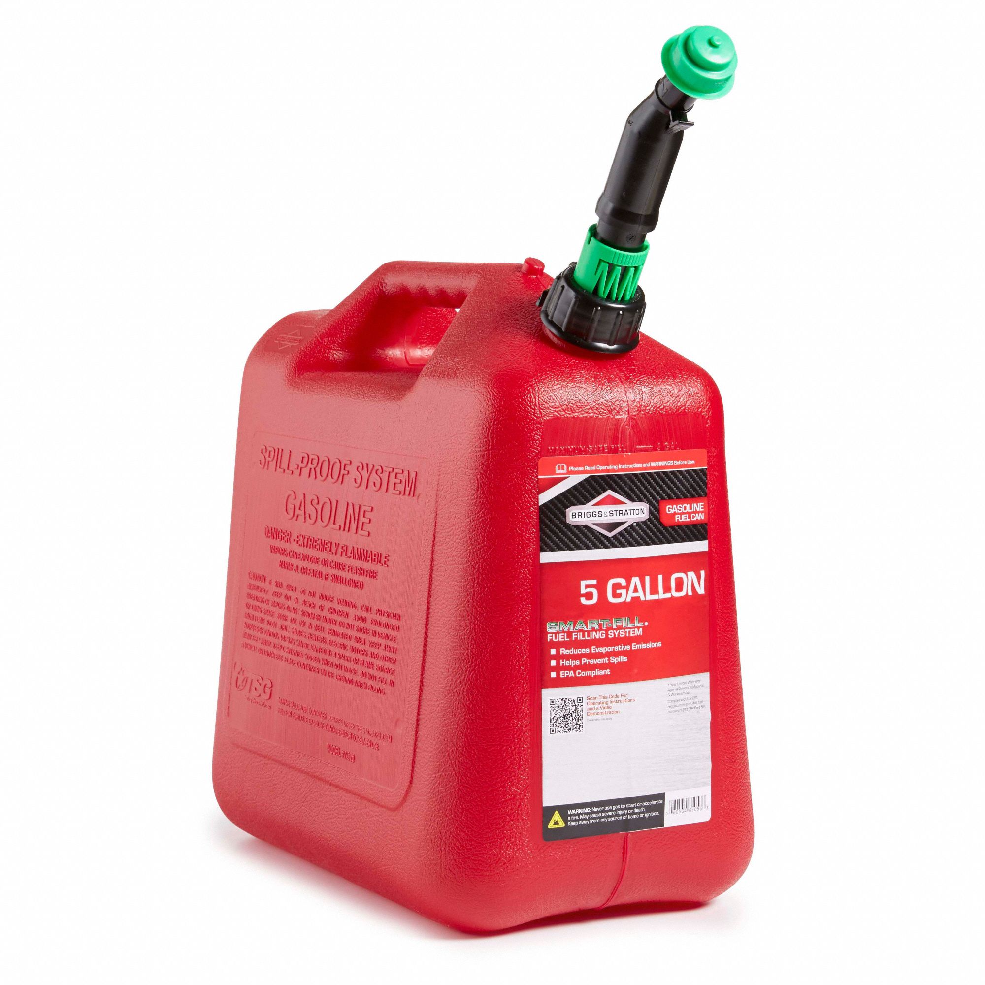 BRIGGS & STRATTON Gas Can, Polyethylene, 5 gal Capacity, 14 3/4 in