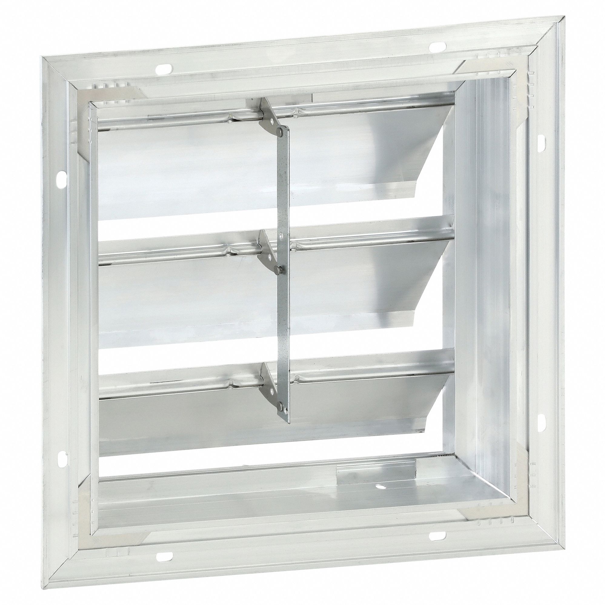 15"H-W 6.5"L Extrd Alu Backdraft Dampr: For 12 in Fan, Single Panel, 15 in H, 15 in W, 3 in D, Wall