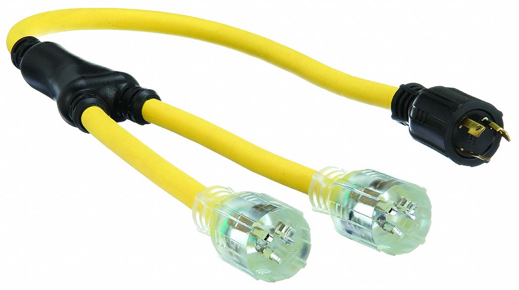 Cord Adapter: NEMA L5-30P, NEMA 5-20R, 10 AWG Wire Size, 120V AC, 20 A Max. Amps