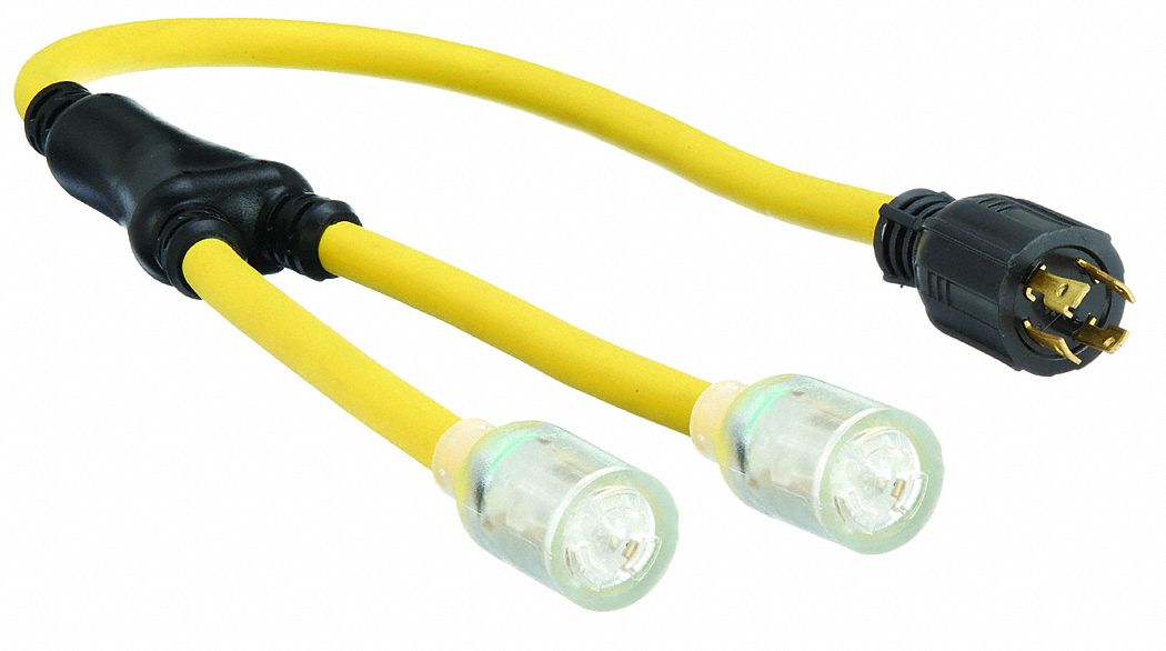 Cord Adapter: NEMA L14-30P, NEMA L5-20R, 10 AWG Wire Size, 120/240V AC, 20 A Max. Amps