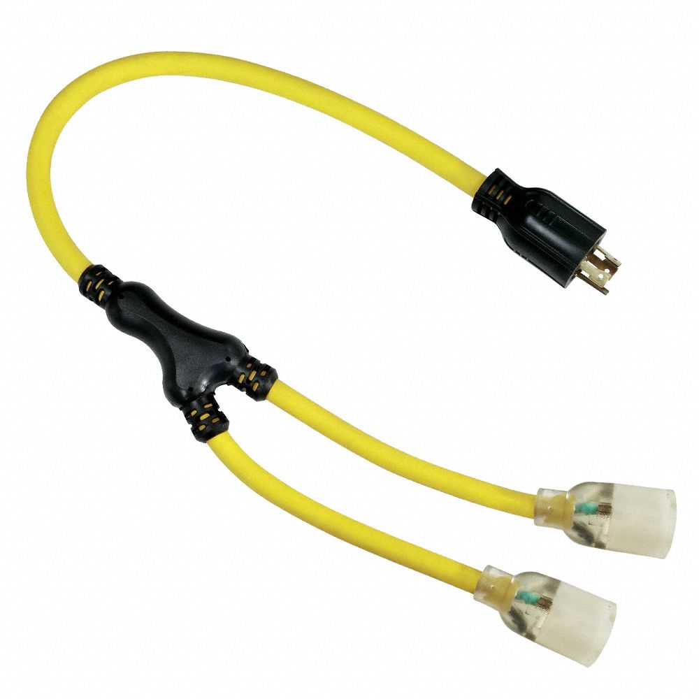 POWER FIRST Cord Adapter: 3 ft Lg, 12 AWG, L14-20P Plug, L5-20R Receptacle, Yellow, 125V AC (MPN 4FZZ3). Key specifications — Temperature Rating: -58° to 194°F; NEMA Plug Configuration: L14-20P; NEMA Receptacle Configuration: L5-20R; Brand: POWER FIRST.