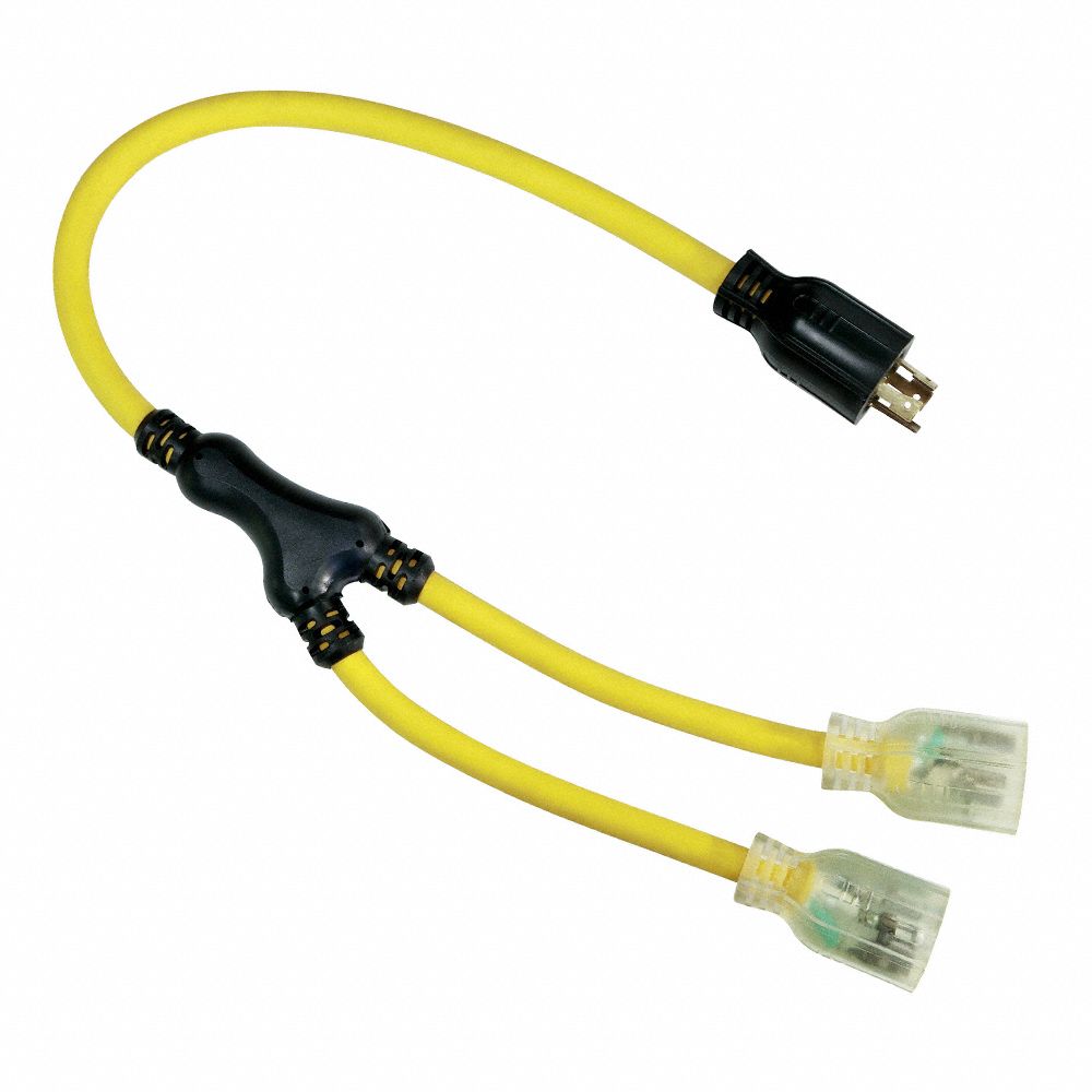 POWER FIRST Cord Adapter: 3 ft Lg, 10 AWG, L14-30P Plug, 5-20R Receptacle, Yellow, 125V AC (MPN 4FZZ6). Key specifications — Temperature Rating: -58° to 194°F; NEMA Plug Configuration: L14-30P; NEMA Receptacle Configuration: 5-20R; Brand: POWER FIRST.