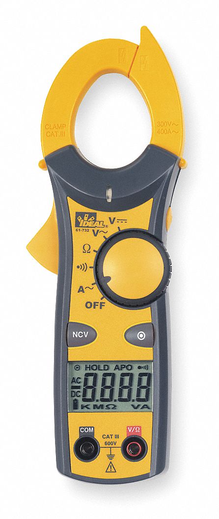 IDEAL Digital Clamp On Ammeter, 1.3 in (33 mm) Jaw Capacity, CAT III