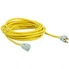 LIGHTED EXTENSION CORD, 25 FT, 16 AWG WIRE SIZE, 16/3, SJTOW, NEMA 5-15P, YELLOW