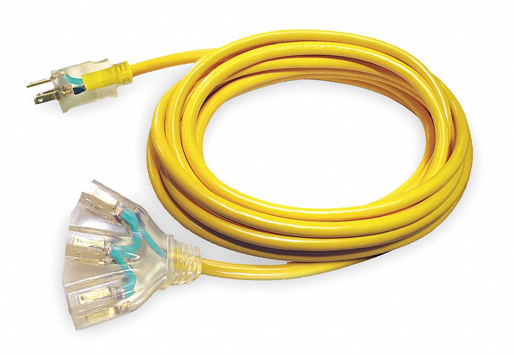 POWER FIRST Lighted Extension Cord 100 ft Cord Lg, 14 AWG Wire Size