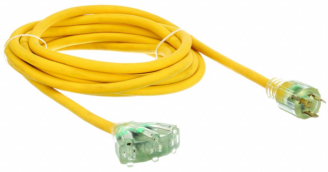 POWER FIRST EXTENSION CORD, 25 FT CORD, 10 AWG WIRE SIZE, 10/3, SJTOW, NEMA  L5-30P, YELLOW - Extension Cords - GGE4GAD4
