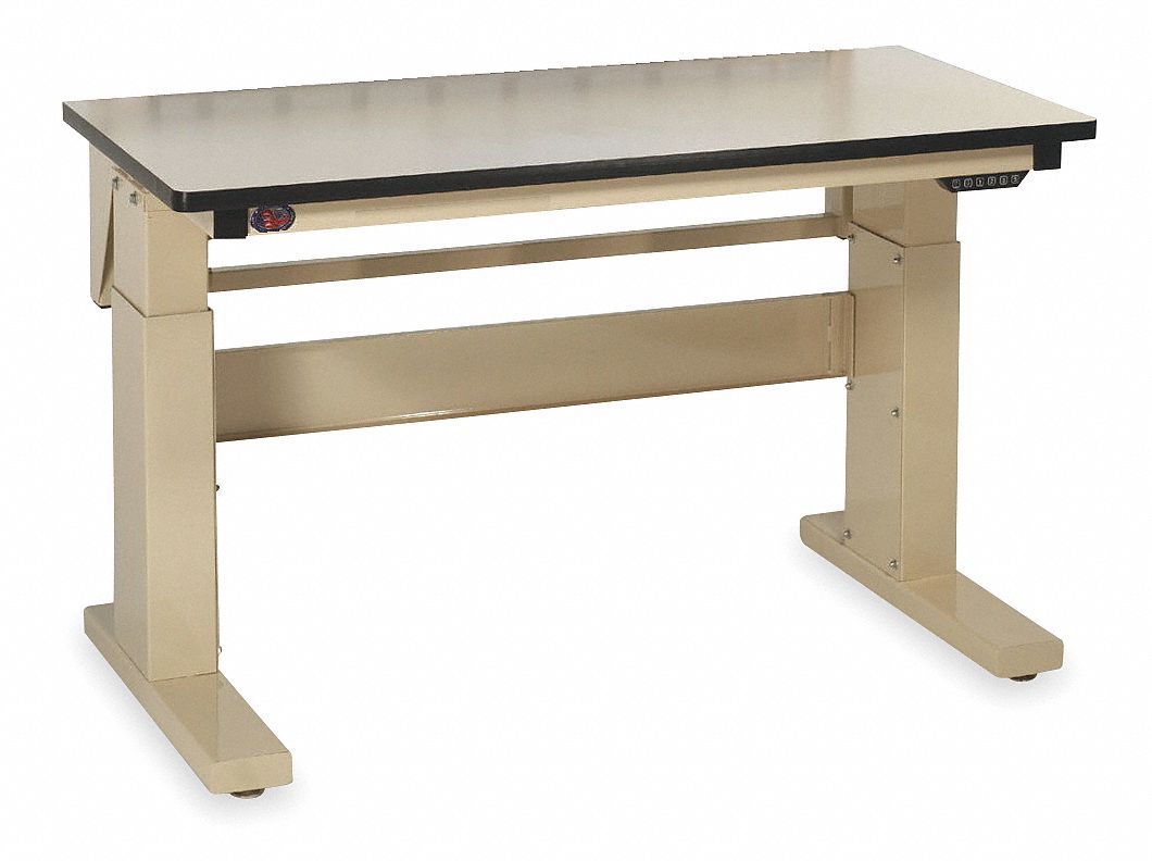 Workbench: Adj Ht, Laminate, 60 in x 30 in, 1, 000 lb Overall Load Capacity, Beige