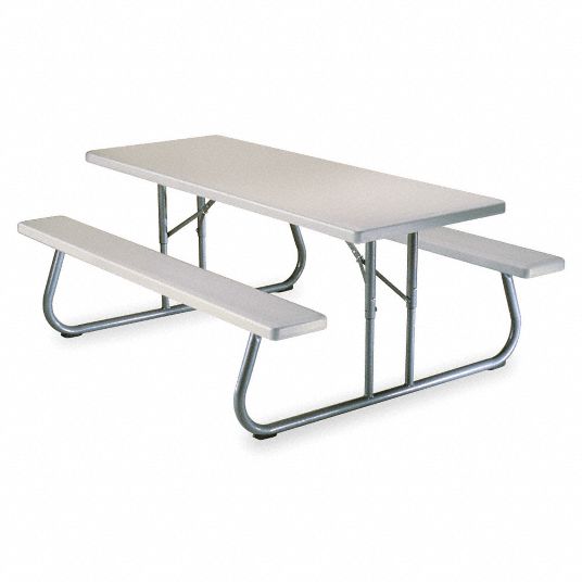 72 inW Rectangle Picnic Table, Putty/Bronze Grainger