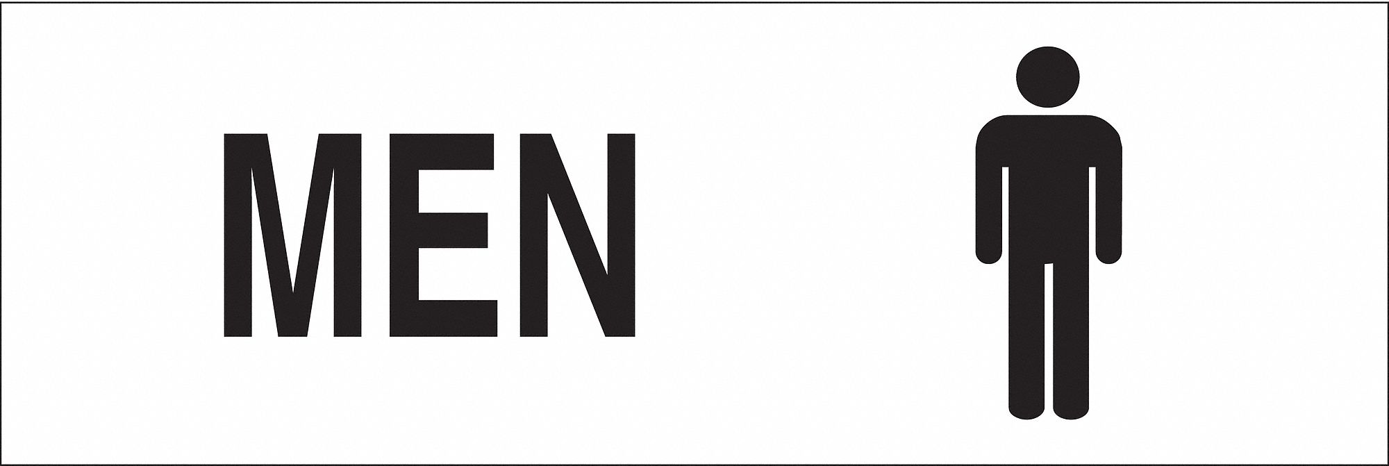 RESTROOM SIGN, FIBREGLASS, 12 IN WIDTH, 4 IN HEIGHT, WHITE, WITH MOUNTING HOLES