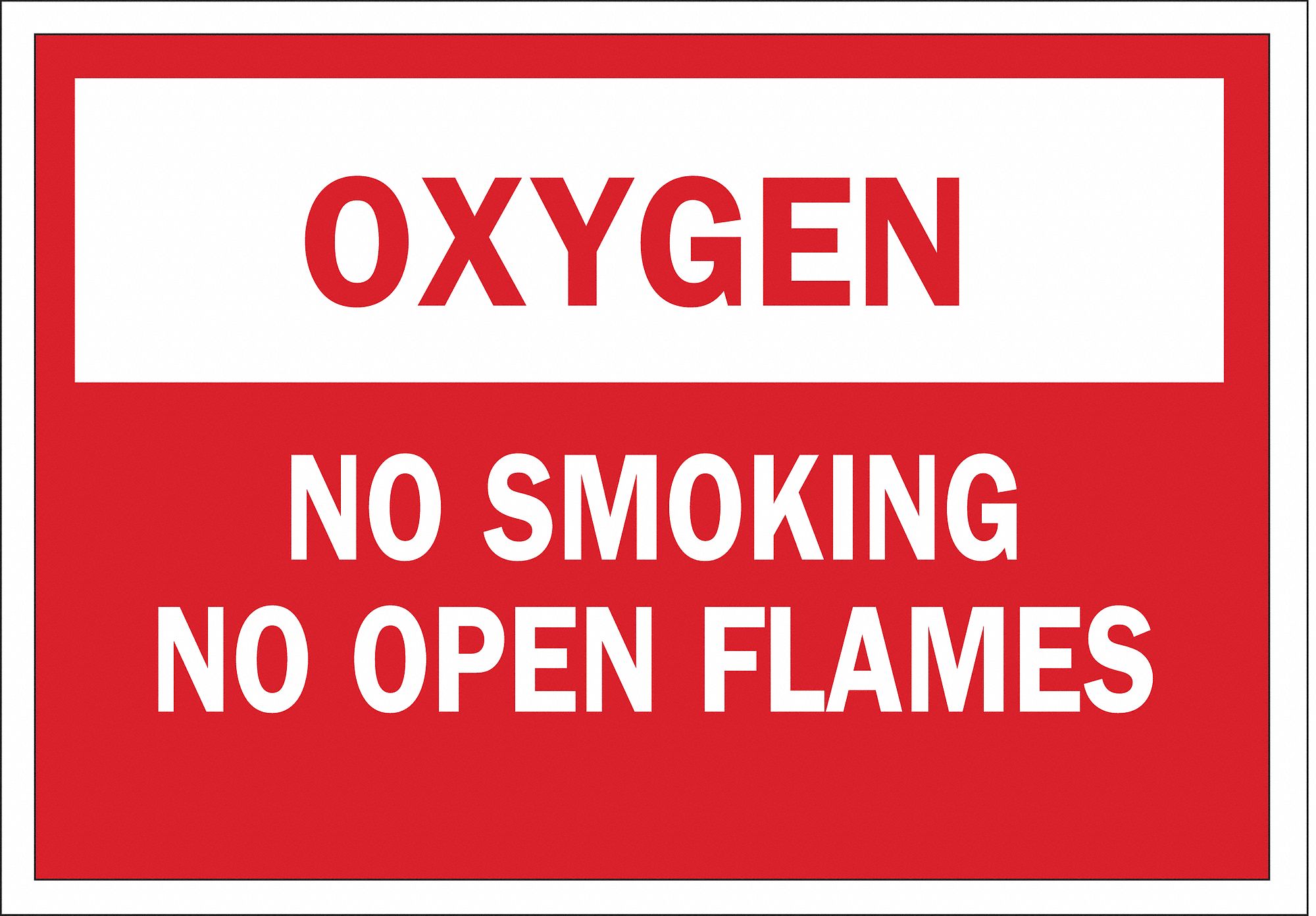 NO SMOKING SIGN, OXYGEN, PLASTIC, 7 IN X 10 IN, WITH MOUNTING HOLES, NOT RETROREFLECTIVE