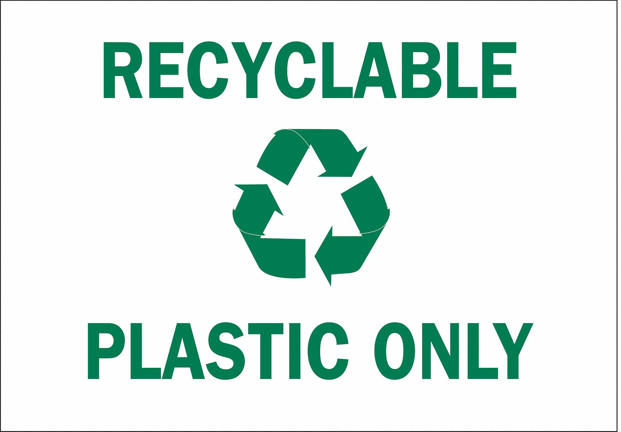 RECYCLING SIGN, FIBREGLASS, 14 IN WIDTH, 10 IN HEIGHT, WHITE, WITH MOUNTING HOLES