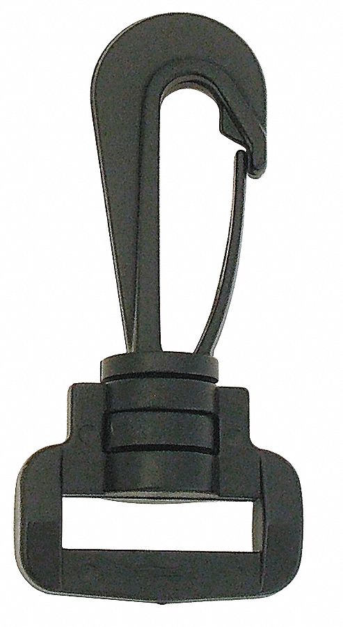 Utility Spring Hook: 1 Snaps, Wire Gate, Plastic, 1/4 in Opening Size