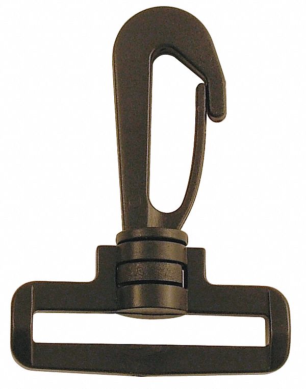 Utility Spring Hook: 1 Snaps, Wire Gate, Plastic, 1/4 in Opening Size
