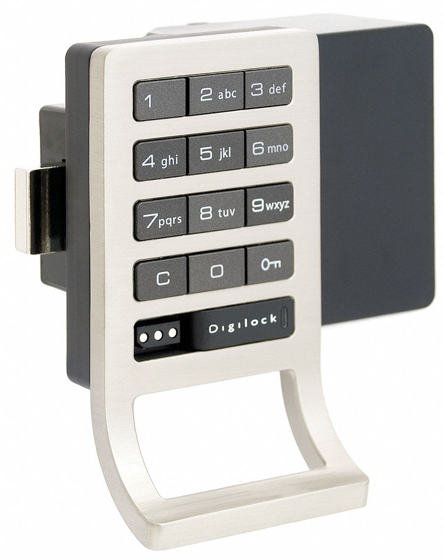 Electronic Keyless Lock: Lockers, Keypad or Coded Key Fob, Assigned, Bottom Pull, Metal