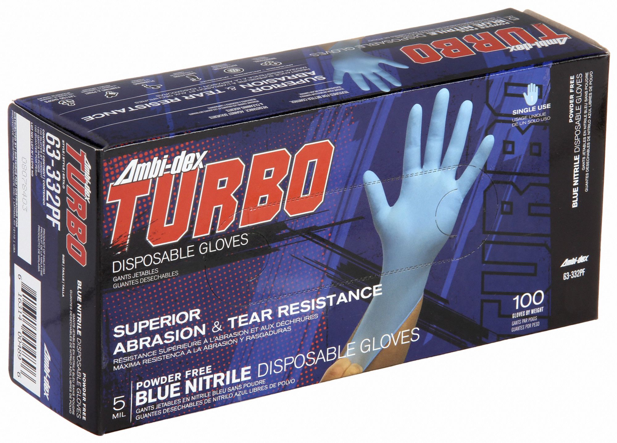 HONEYWELL NORTH Disposable Gloves, Nitrile, 10, Blue, PK100 4GHT5