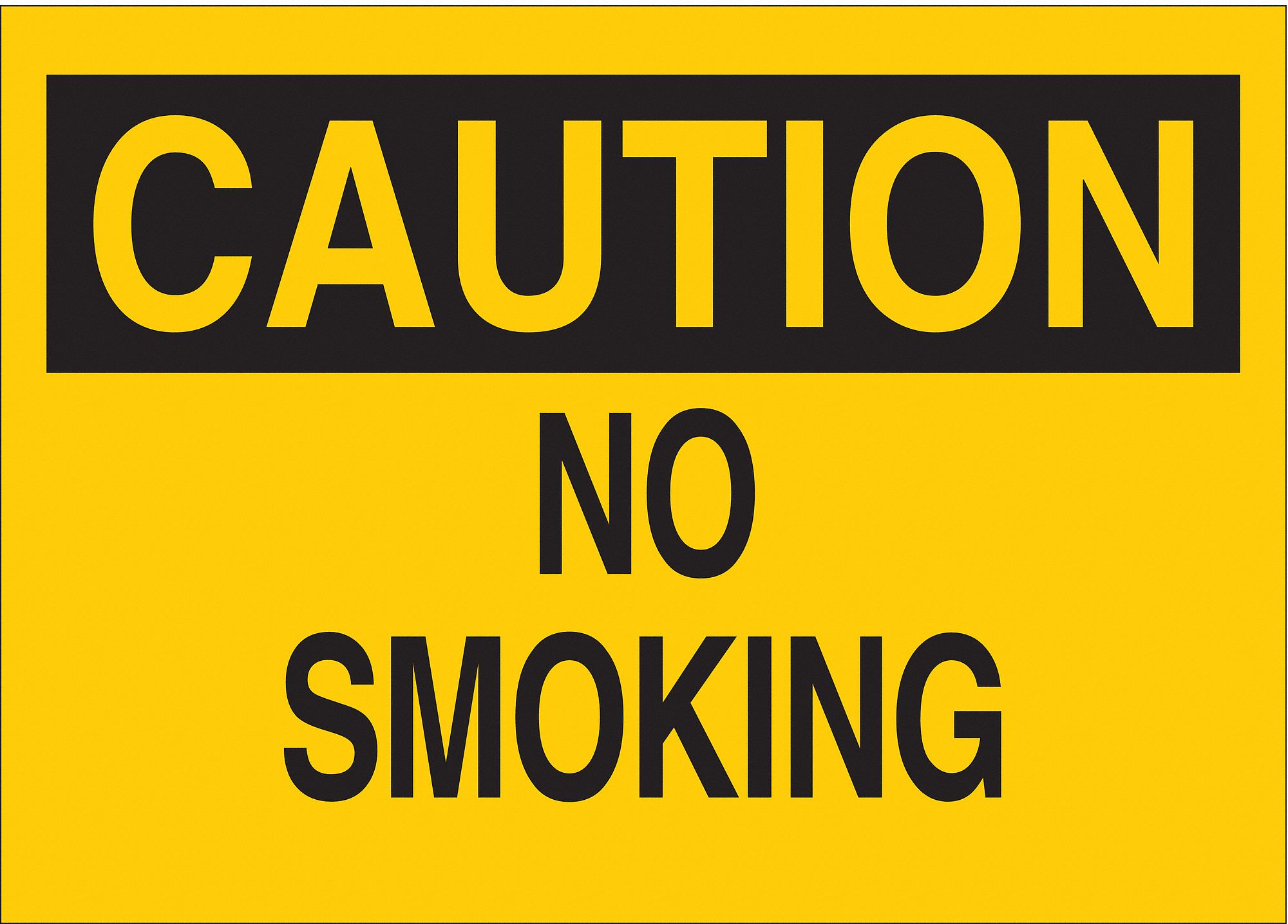 NO SMOKING SIGN, CAUTION, POLYESTER, 10 IN X 14 IN, ADHESIVE SURFACE, NOT RETROREFLECTIVE