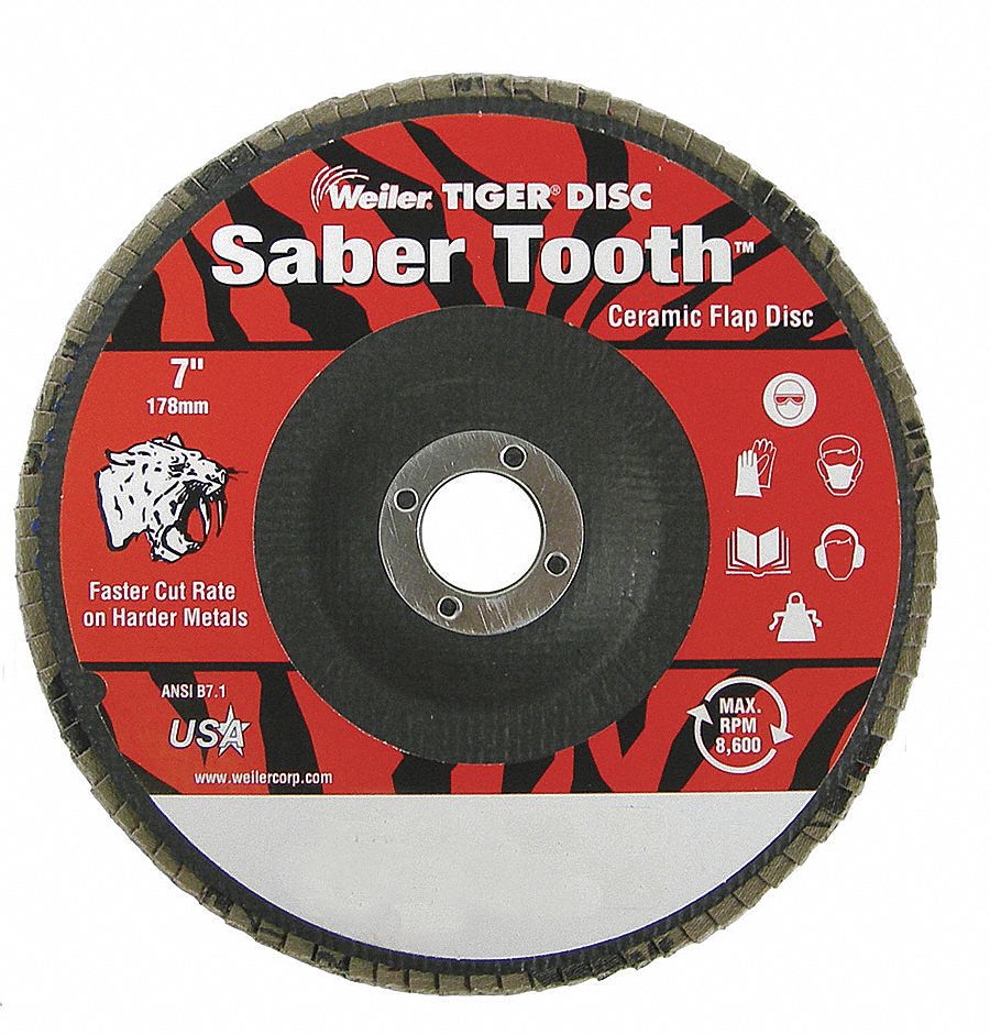 WEILER Flap Disc 7/8 in Mounting Hole Size, 40 Abrasive Grit, Coarse