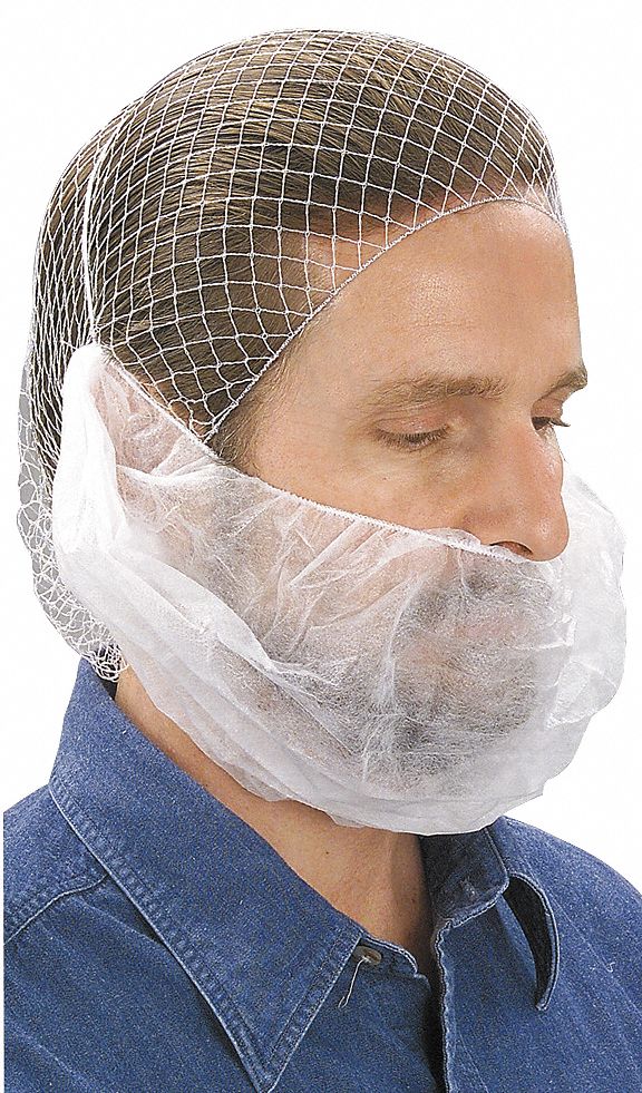 BEARD COVER, GENERAL USE, POLYPROPYLENE, LATEX-FREE, UNIVERSAL, WHITE, 100 PK