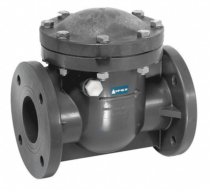 Swing Check Valve: Single Flow, Inline Swing, PVC, 8 in Pipe/Tube Size, Flange x Flange