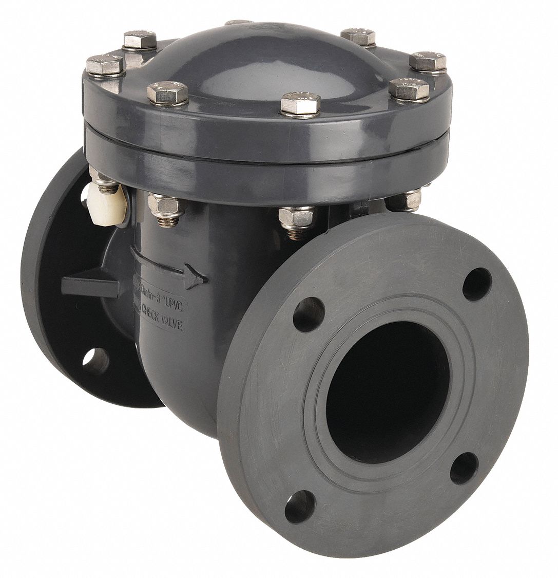 SWING CHECK VALVE, SWING, INLINE VALVE BODY, 3 IN PIPE, FLANGE X FLANGE, PVC