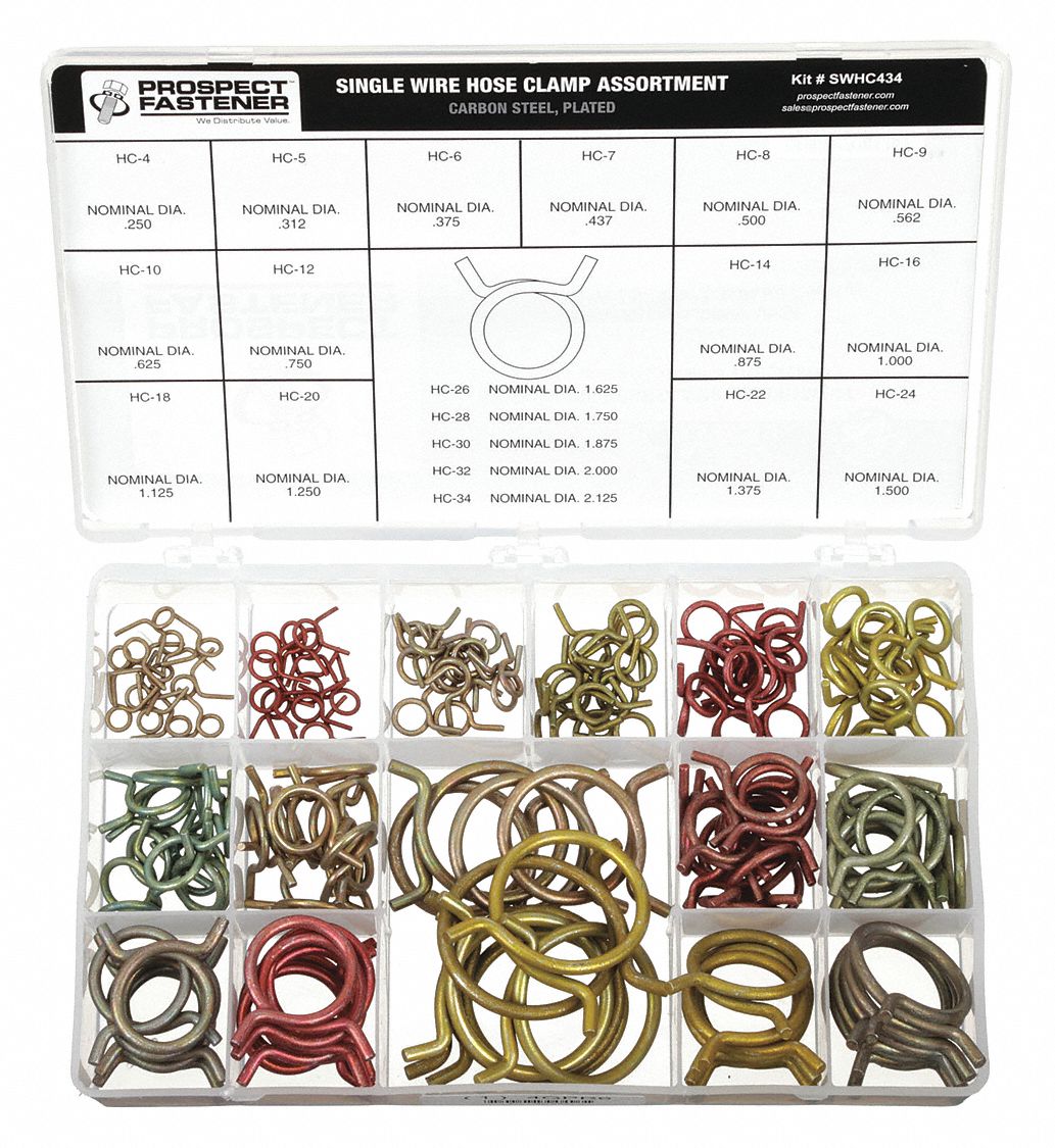 Hose Clamps Single Wire Carbon Steel Clamp Assortment 4gpr6swhc434 Grainger 