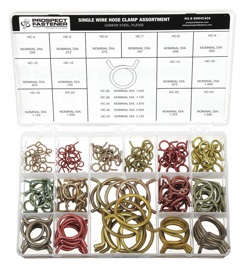 APPROVED VENDOR HOSE CLAMP ASSORTMENT,19SZS,151PCS Clamp Assortments