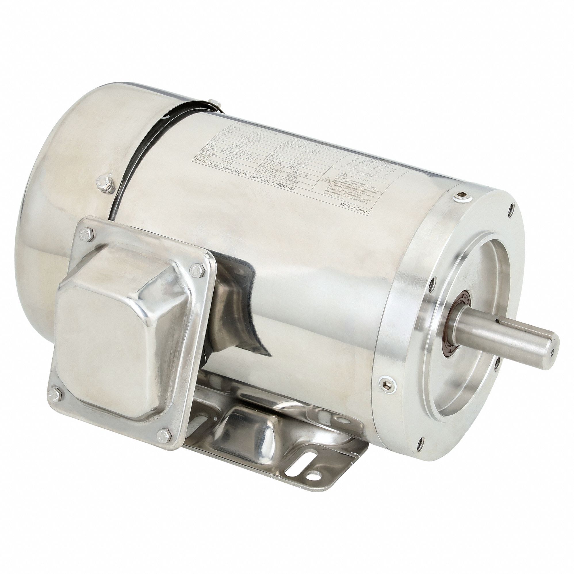 Washdown Motor: Three-Phase, 1 1/2 hp Horsepower, 1, 750 RPM RPM, 230/460V AC, TEFC