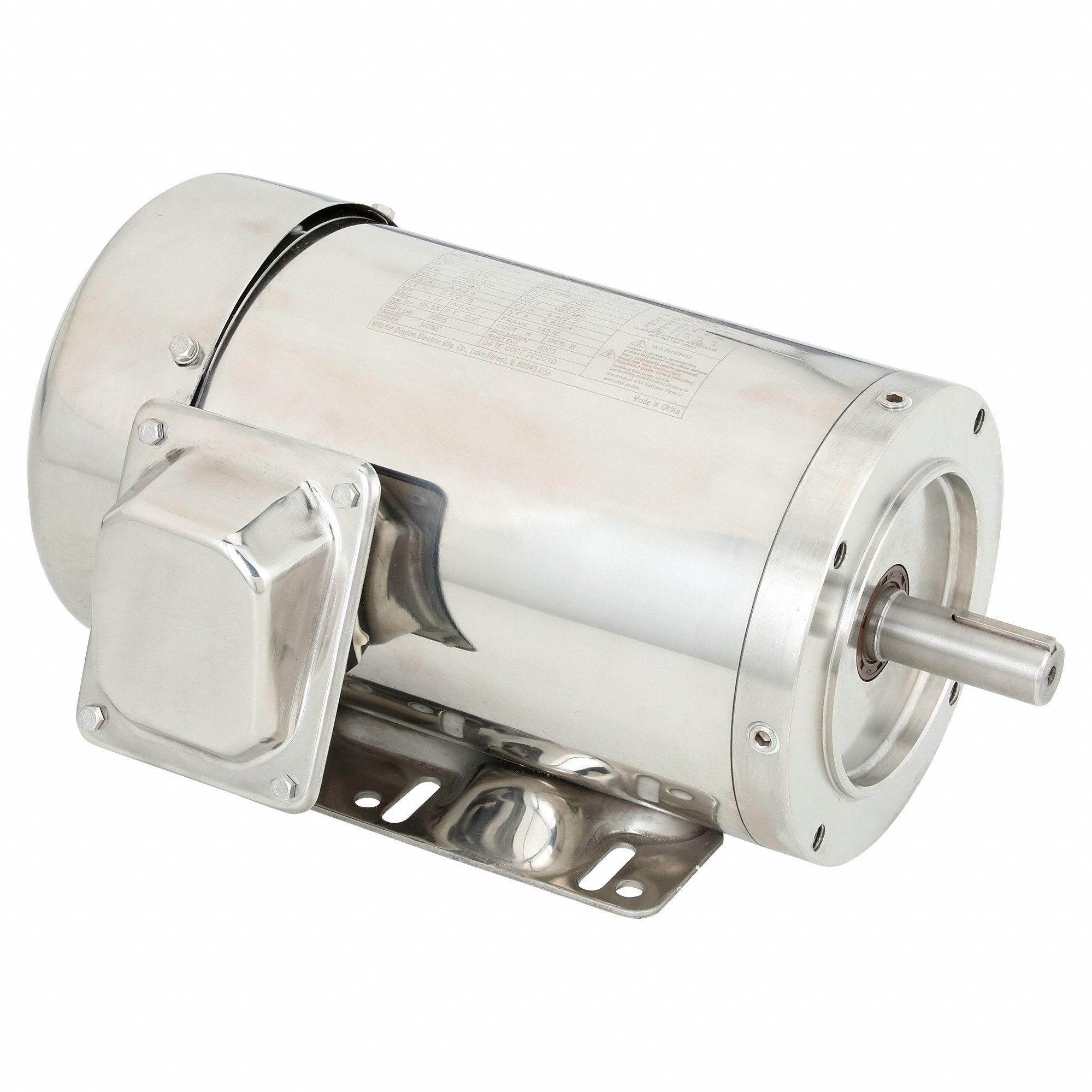 Washdown Motor: Three-Phase, 2 hp Horsepower, 3, 480 RPM RPM, 230/460V AC, 145TC Frame Size