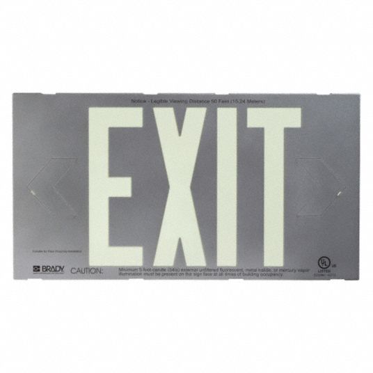 Exit Sign, Plastic, Rectangle, English, Not Retroreflective ...