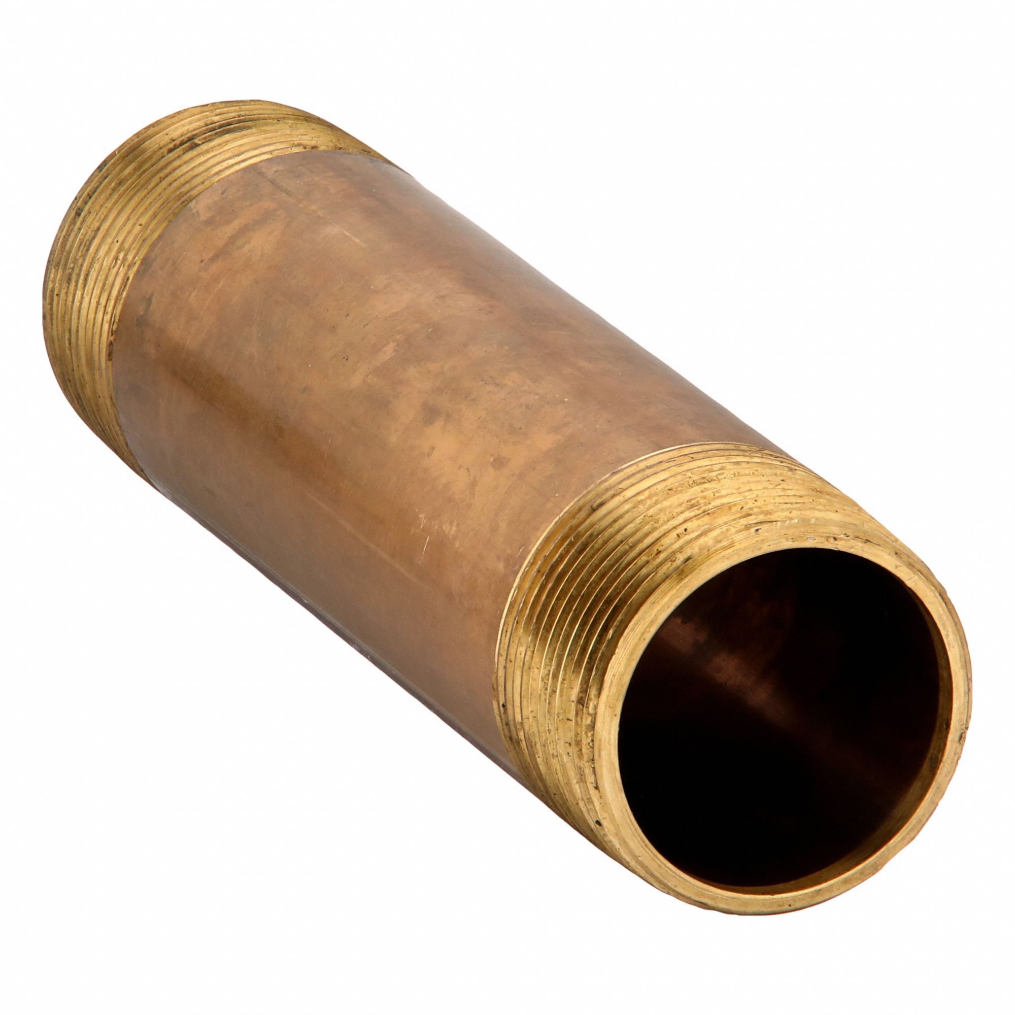 Nipple: Red Brass, 1 1/2 in Nominal Pipe Size, 6 1/2 in Overall Lg, Threaded on Both Ends