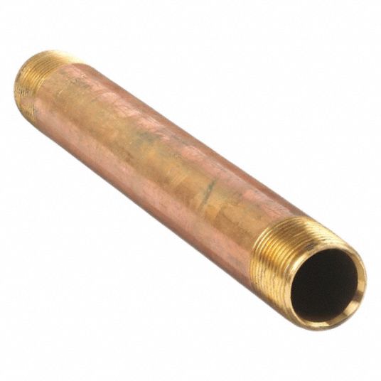 Nipple: Red Brass, 1/4 in Nominal Pipe Size, 1 1/2 in Overall Lg, Threaded  on Both Ends, Schedule 40