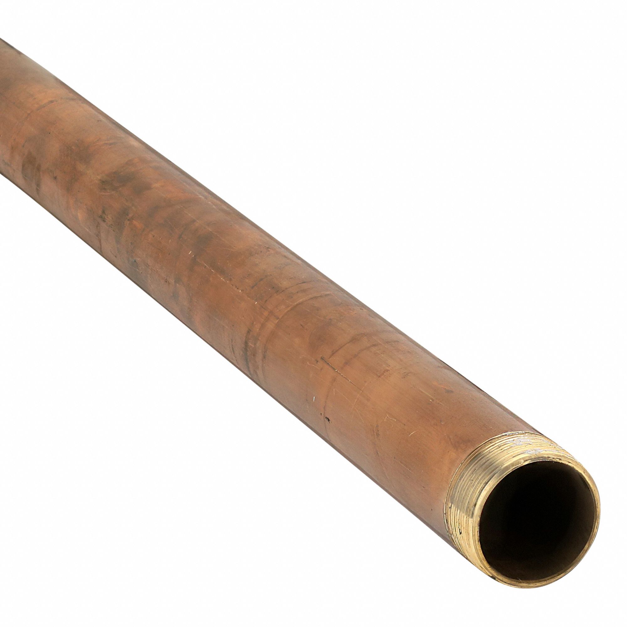 PIPE: RED BRASS, 2 IN NOMINAL PIPE SIZE, 3 FT L, BOTH ENDS THREADED, SCHEDULE 40