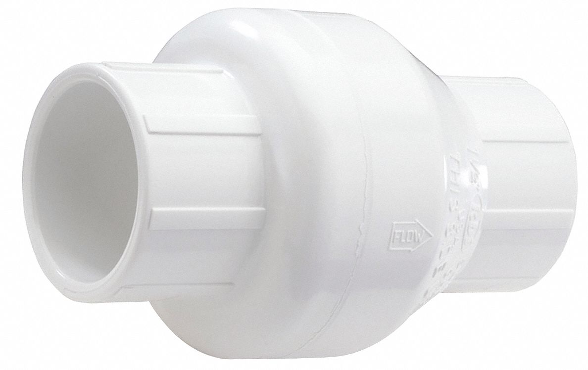 SWING CHECK VALVE, SWING, INLINE VALVE BODY, ½ IN PIPE, IPS X IPS, PVC, 14 °  F TO 140 °  F