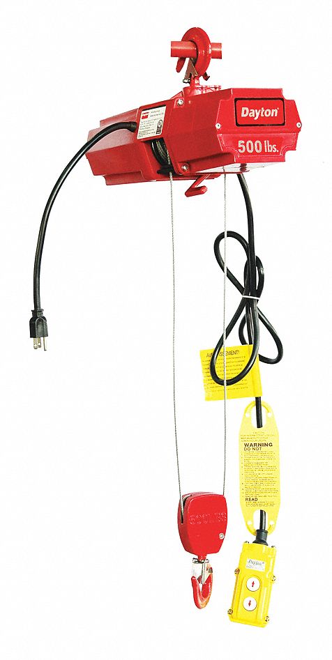 4GU72 - Wire Rope Hoist Single 500 lb.