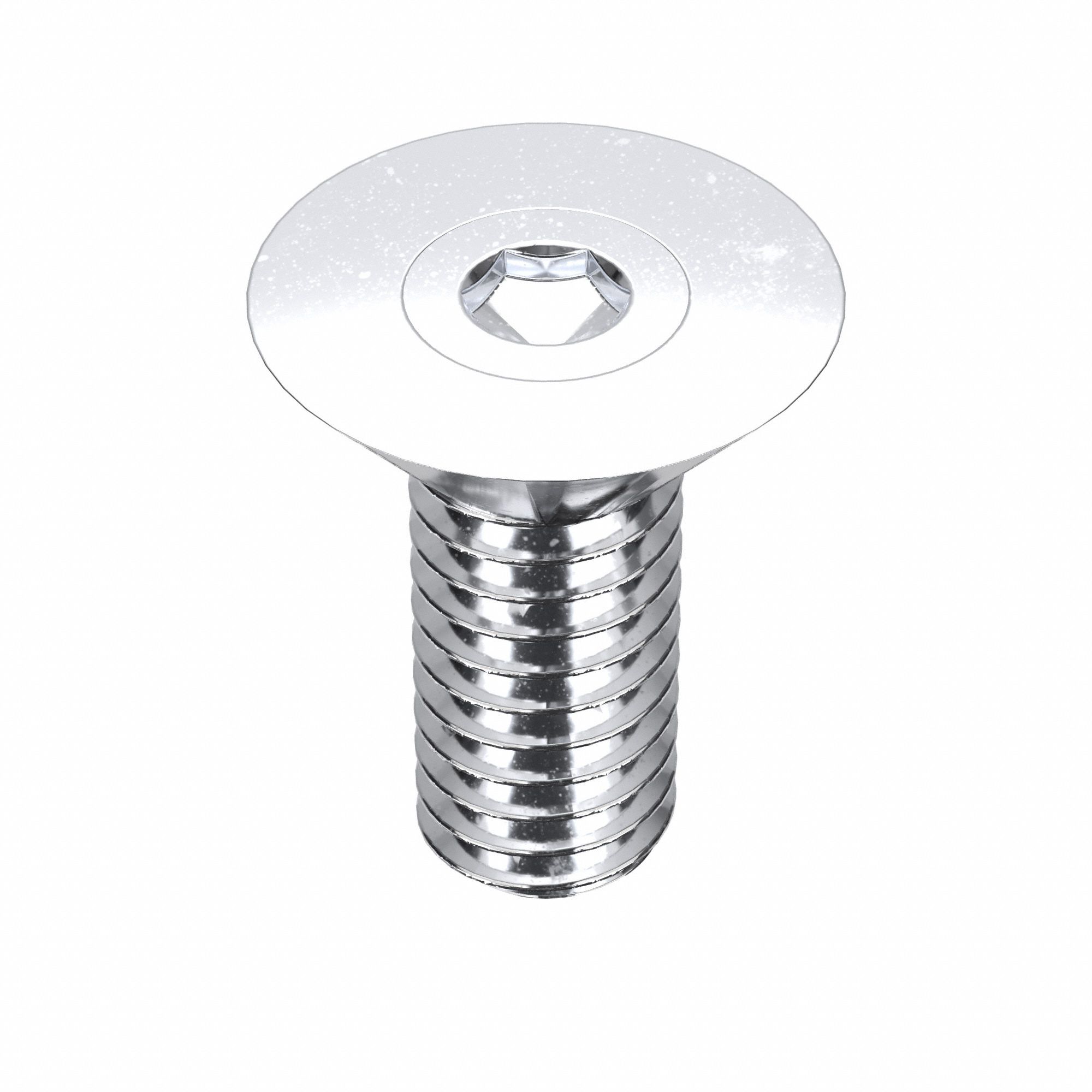 Socket Flat Head Screw: 5/16"-18 Thread Size, 1 in Lg, Flat, Chrome Plated, Alloy Steel, 5 PK