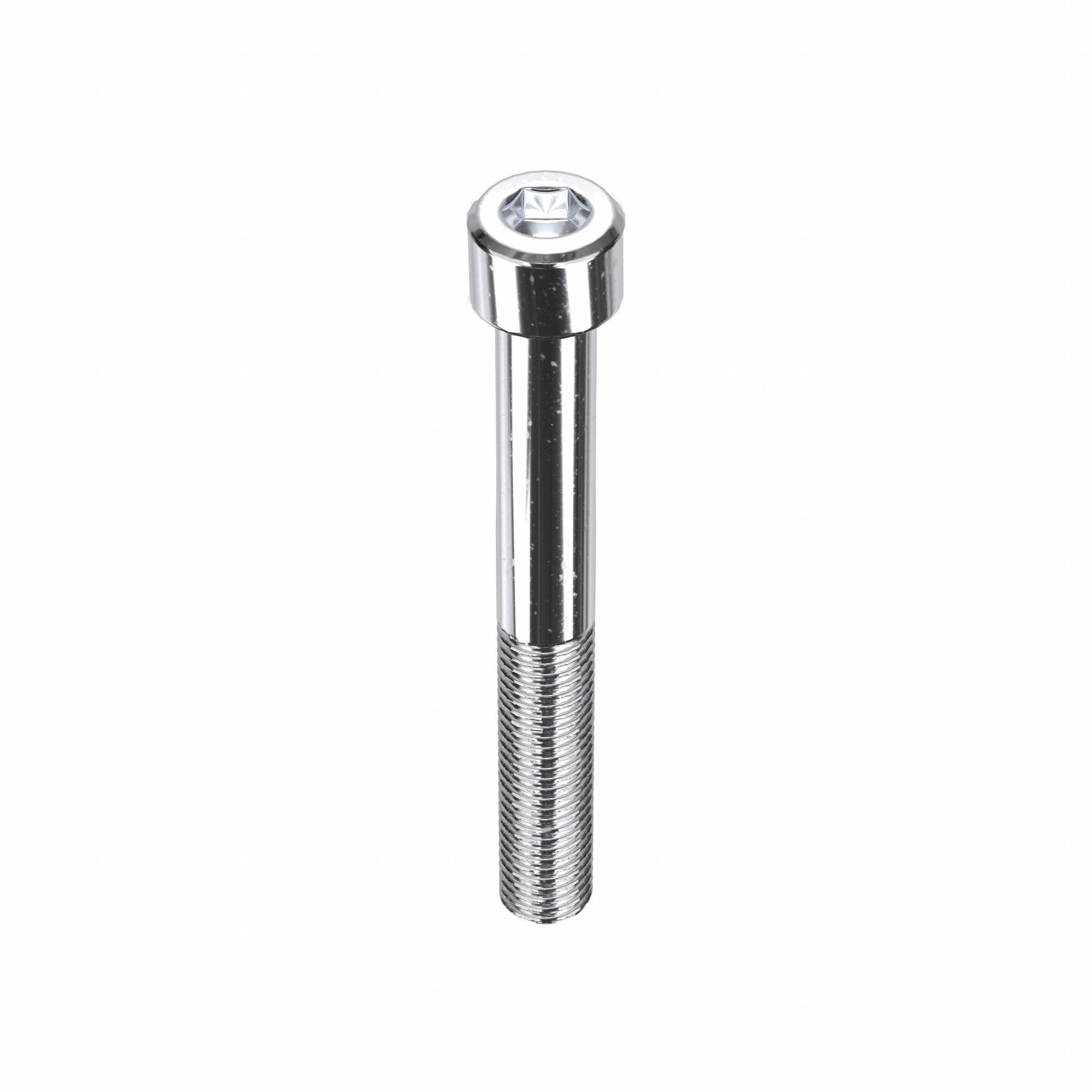 Socket Head Cap Screw: 1/4"-28 Thread Size, 2 in Lg, Std, Chrome Plated, Alloy Steel, 5 PK