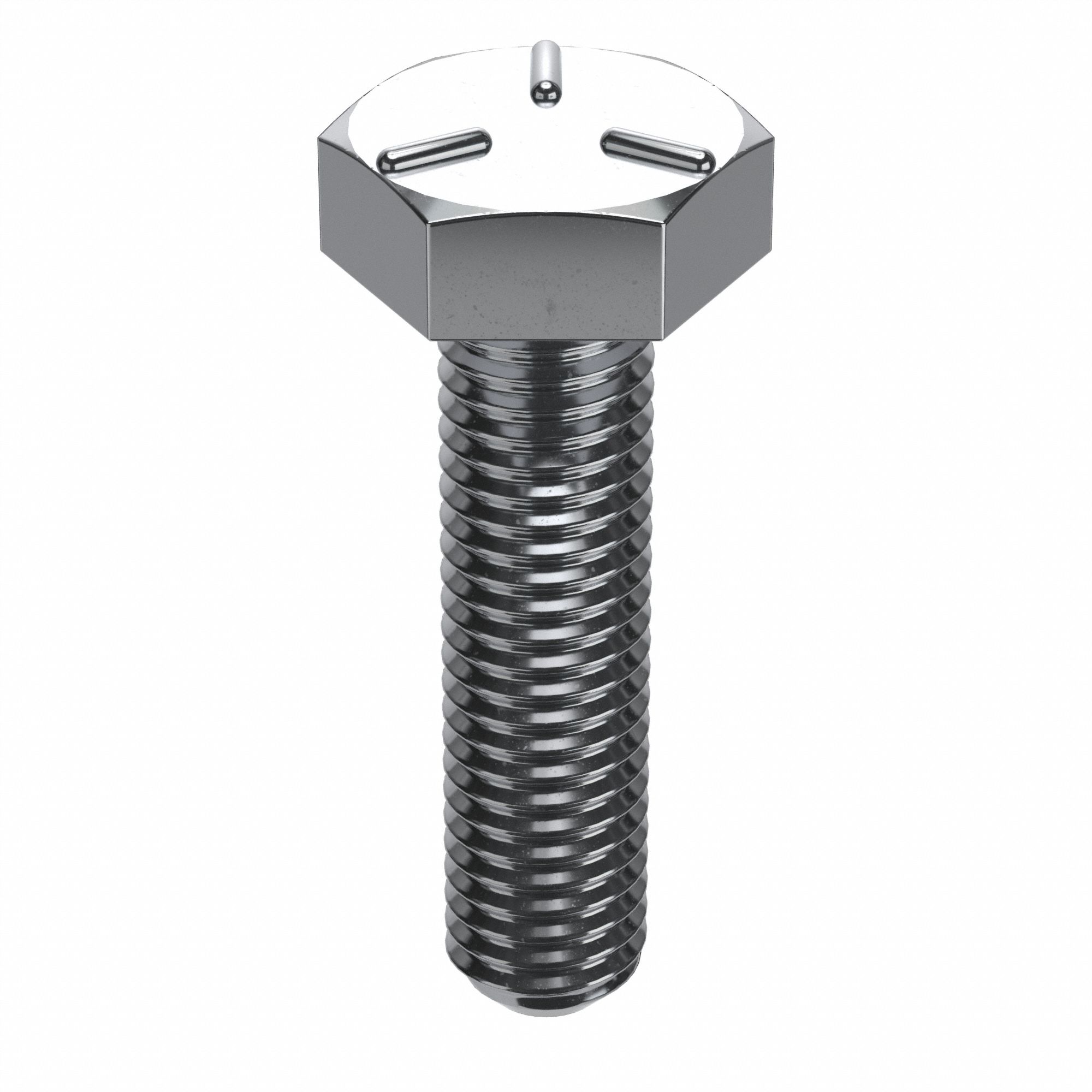 Hex Head Cap Screw: Steel, Grade 5, Chrome Plated, 1/4"-28, Fine, 1 1/4 in lg, Inch, SAE J429, 5 PK