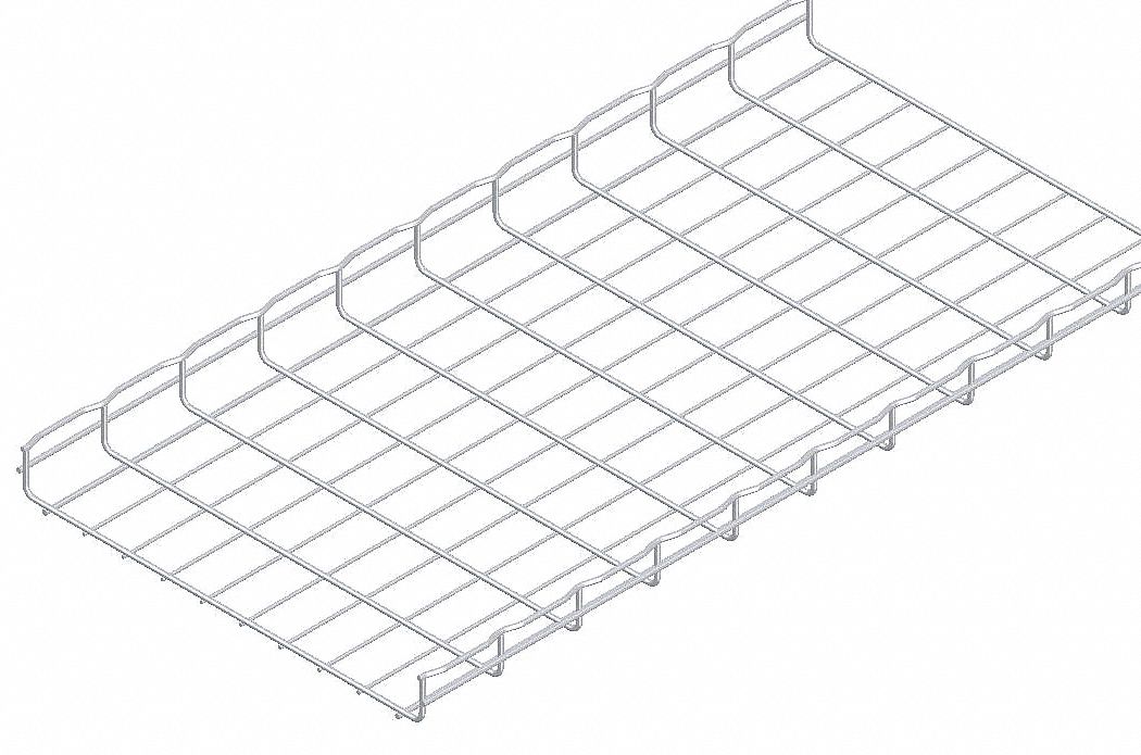 Wire Mesh Cable Tray: 20 in Wd, 2 in Ht, 10 ft Lg, 95 lb, Steel, Zinc Plated