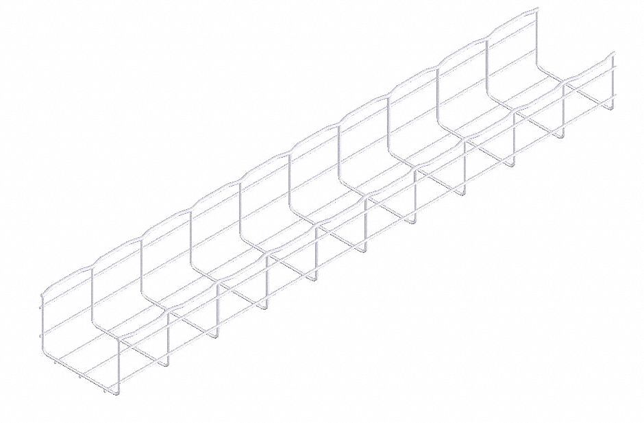 WIRE MESH CABLE TRAY, 6 IN W, 4 IN H, 10 FT L, 60 LB, STEEL, ZINC PLATED