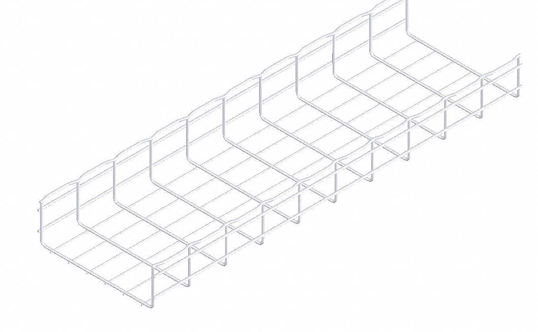 Wire Mesh Cable Tray: 12 in Wd, 4 in Ht, 10 ft Lg, 126 lb, Steel, Zinc Plated