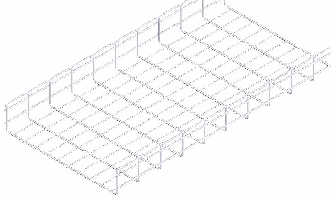 Wire Mesh Cable Tray: 20 in Wd, 4 in Ht, 10 ft Lg, 129 lb, Steel, Zinc Plated