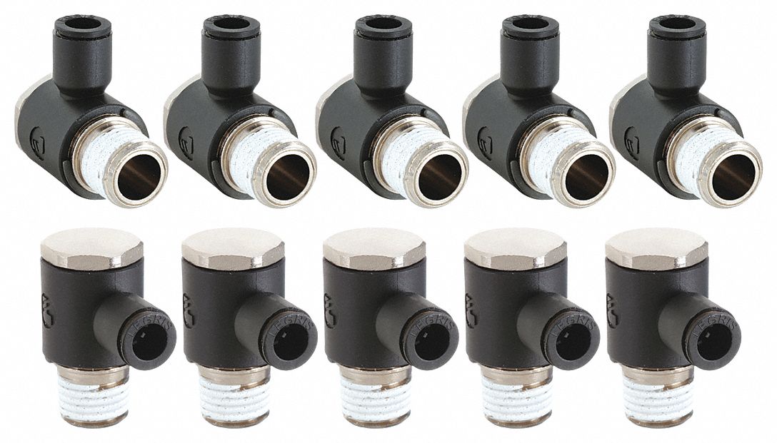 SINGLE BANJO: NYLON, PUSH-TO-CONNECT X BANJO, FOR ⅜ IN TUBE OD, ¼ IN PIPE, BLACK, 10 PK