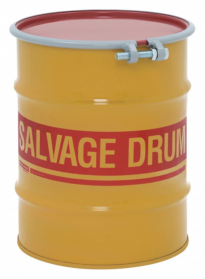 SALVAGE DRUM,OPEN HEAD,10 GAL.,YELLOW