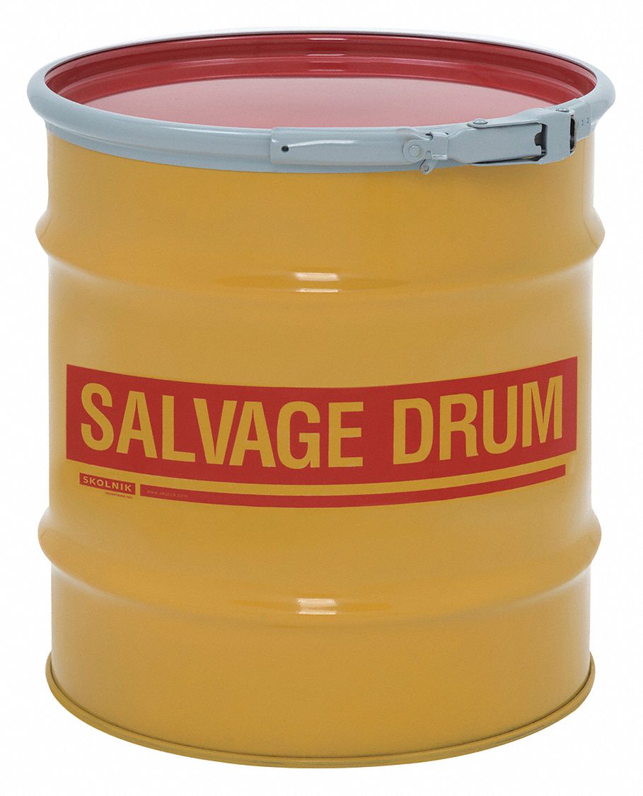 SALVAGE DRUM, STEEL, 20 GAL, LEVER LOCK RING, 18 GA/18 GA/18 GA, SALVAGE DRUM