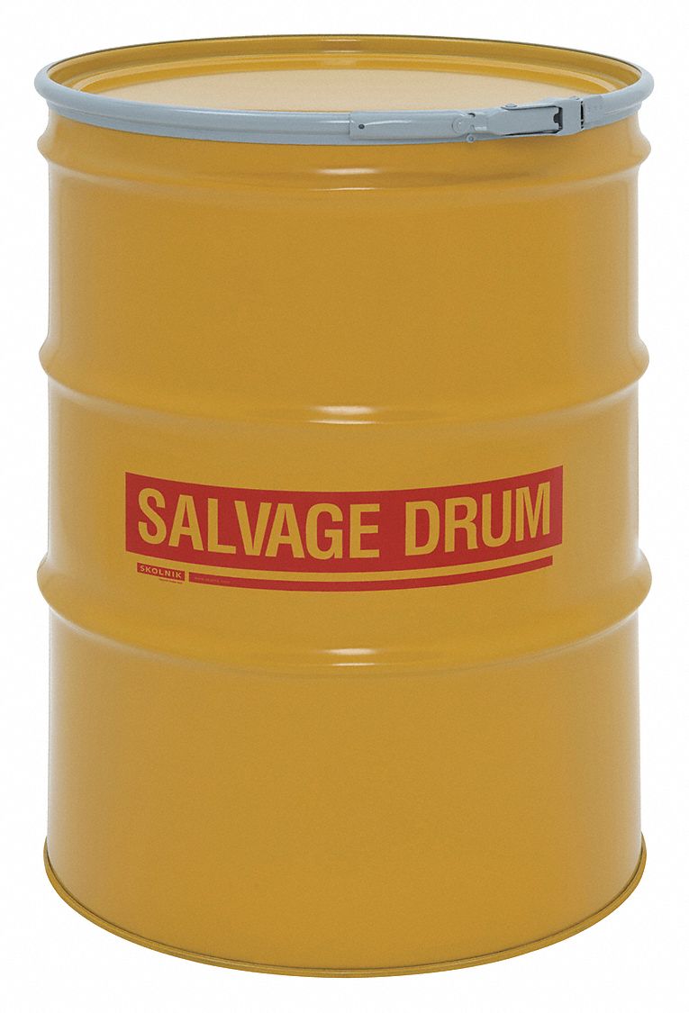 SALVAGE DRUM, STEEL, 85 GAL, LEVER LOCK RING, 18 GA/18 GA/18 GA, SALVAGE DRUM