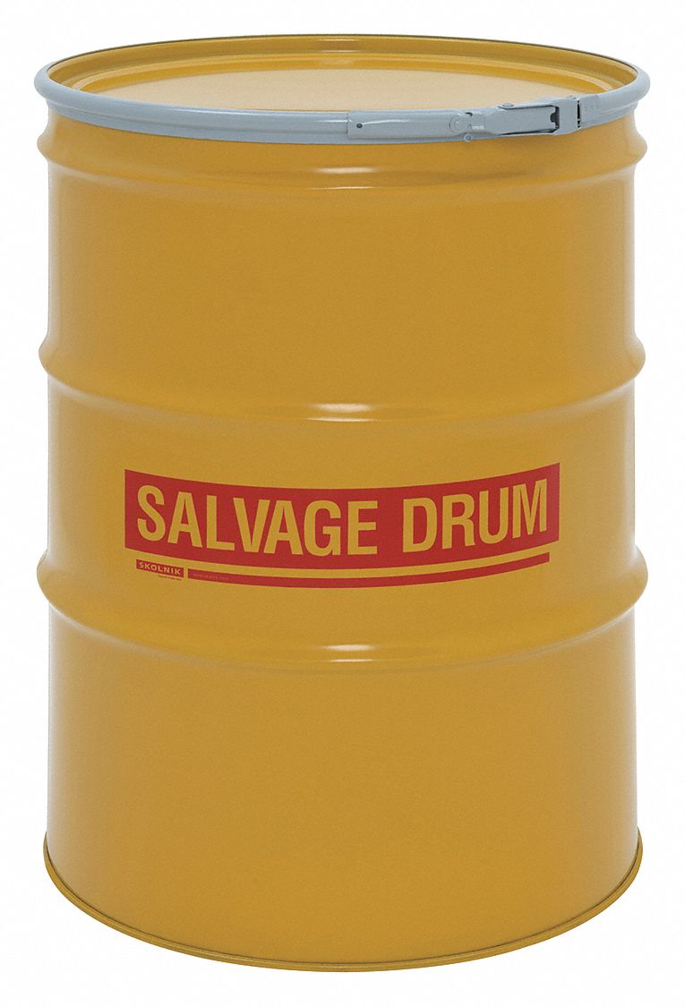 APPROVED VENDOR Salvage Drum: Steel, 85 gal, Lever Lock Ring, 18 ga / 18 ga  / 18 ga, Salvage Drum