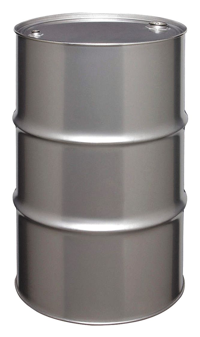 Transport Drum: Stainless Steel, Type 304, 55 gal, Unlined/No Interior Coating, NPT